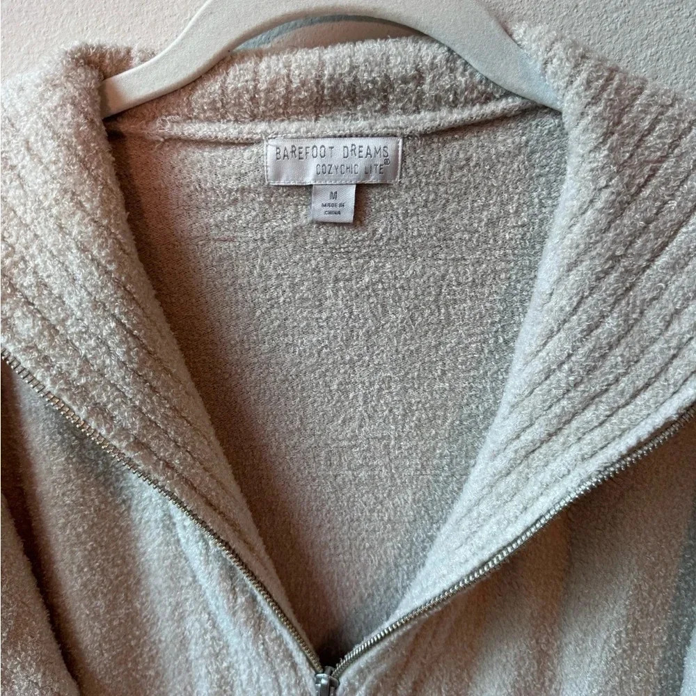 Barefoot Dreams CozyChic Lite Half-Zip Pullover - oatmeal, M - Picture 3 of 7